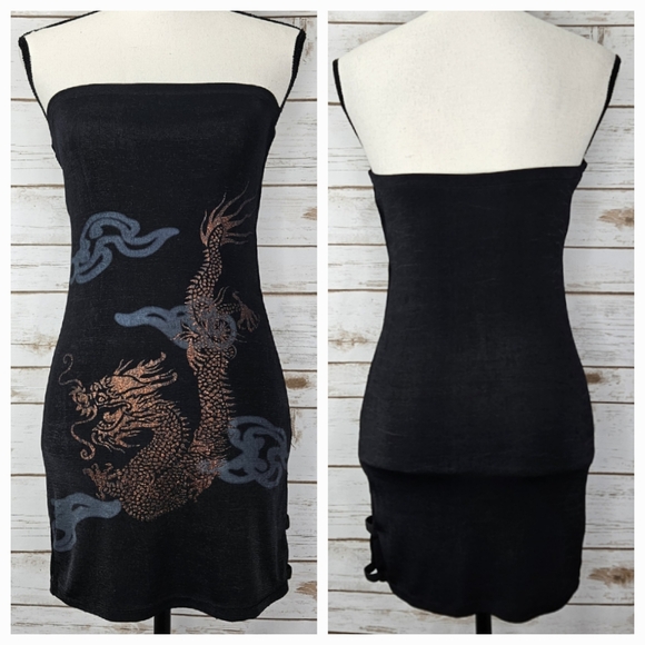 Leg Avenue Tube Dress Elastic Side Slits Size 0/Small - Picture 2 of 4